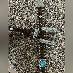 Women’s Western Leopard and Turquoise belt